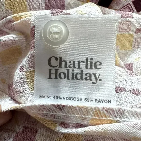 Charlie Holiday Maple Geometric Print Button Front Long Sleeve Oversized Shirt - Picture 13 of 15